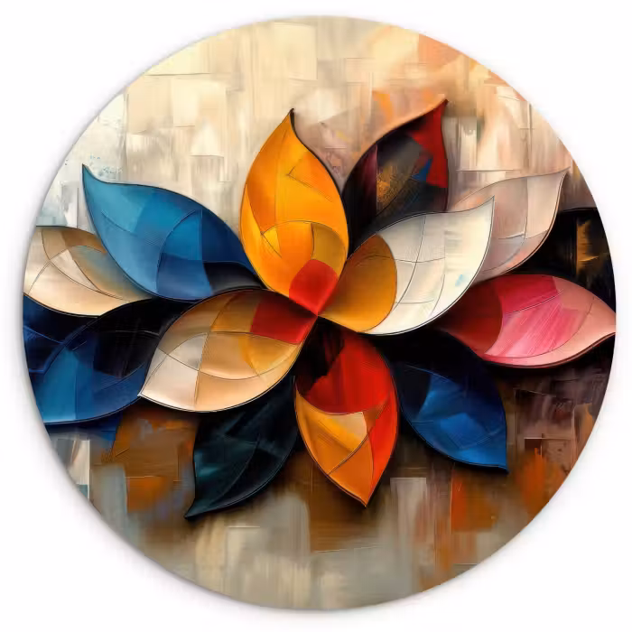 Muurcirkel - Bloem - Abstract - Kleurrijk - Bladeren
