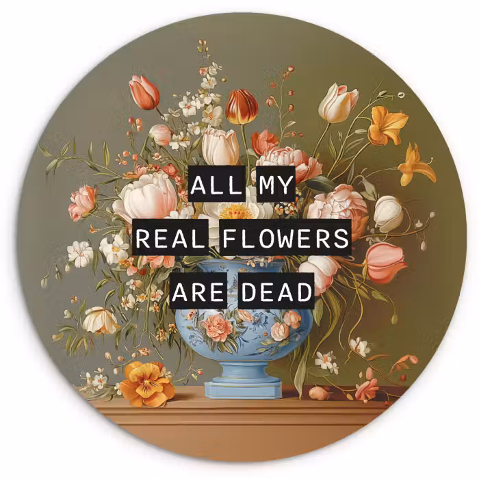 Muurcirkel - Bloem - Quote - Vintage - Art