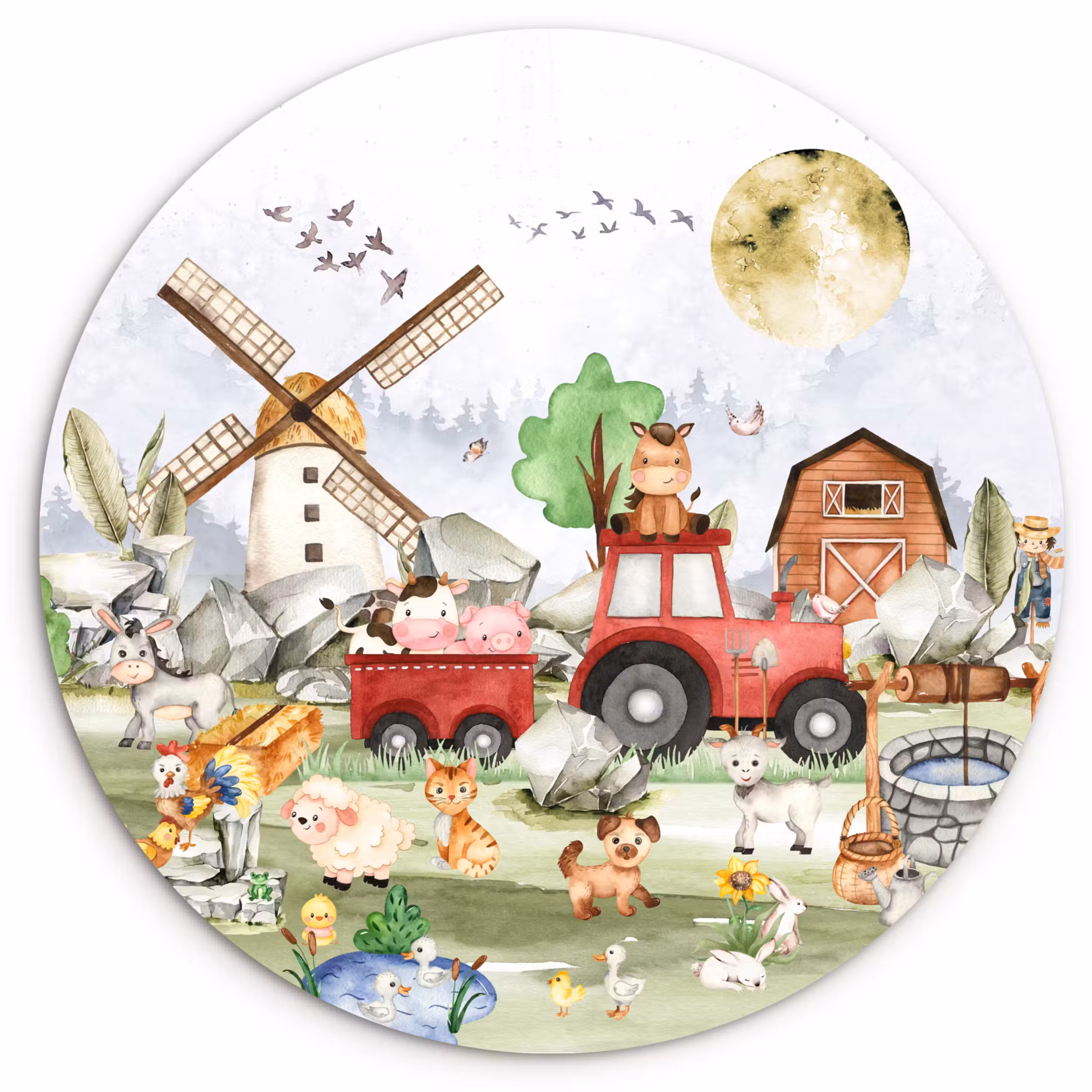 Muurcirkel - Boerderij - Trekker - Kinderen - Dieren