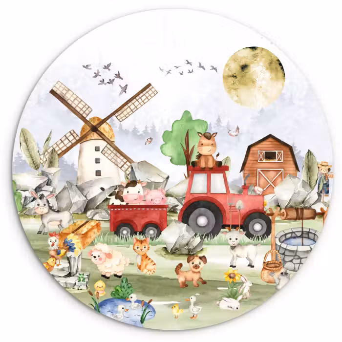 Muurcirkel - Boerderij - Trekker - Kinderen - Dieren