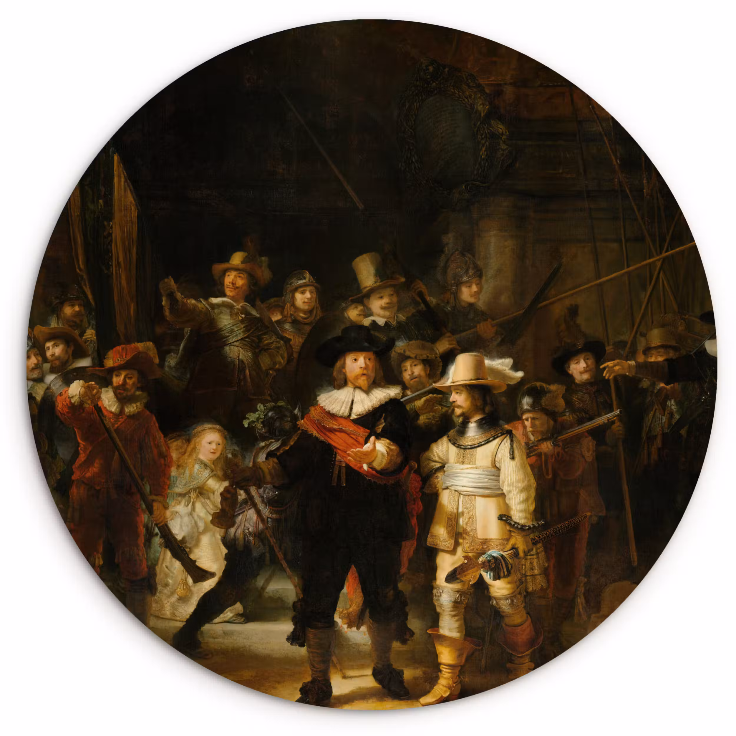 Muurcirkel - De Nachtwacht - Schilderij van Rembrandt van Rijn