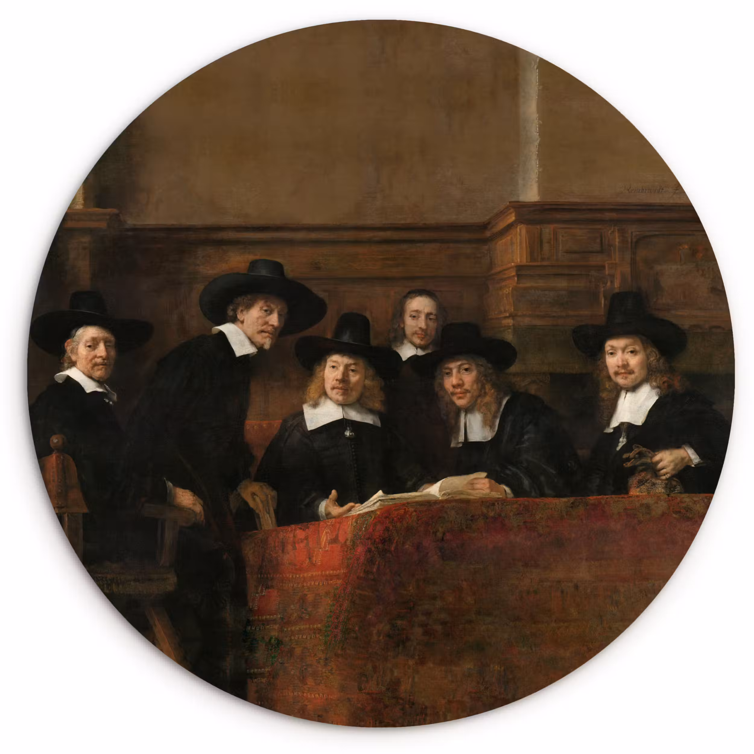 Muurcirkel - De staalmeesters - Schilderij van Rembrandt van Rijn