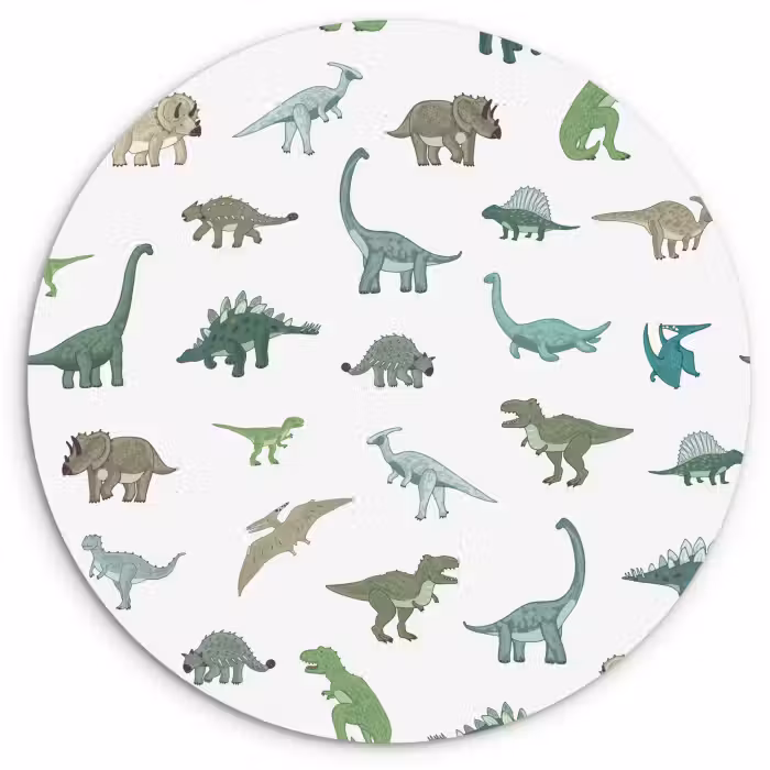 Muurcirkel - Dinosaurus - Groen - Jongens - Bruin - Kind - Patronen