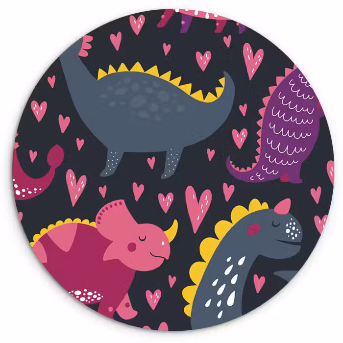 Muurcirkel - Dinosaurus - Kind - Patronen - Roze - Meisjes