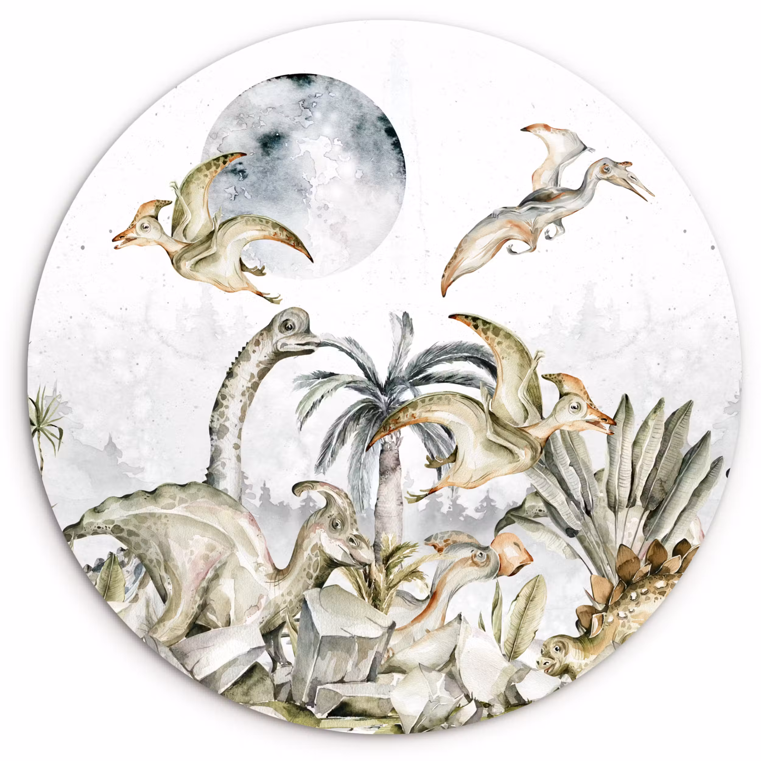 Muurcirkel - Dinosaurus - Kinderen - Jungle - Groen - Dieren - Natuur