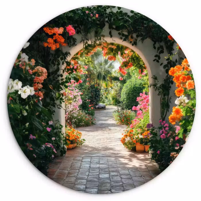 Muurcirkel - Doorkijk - Bloemen - Natuur - Bloementuin