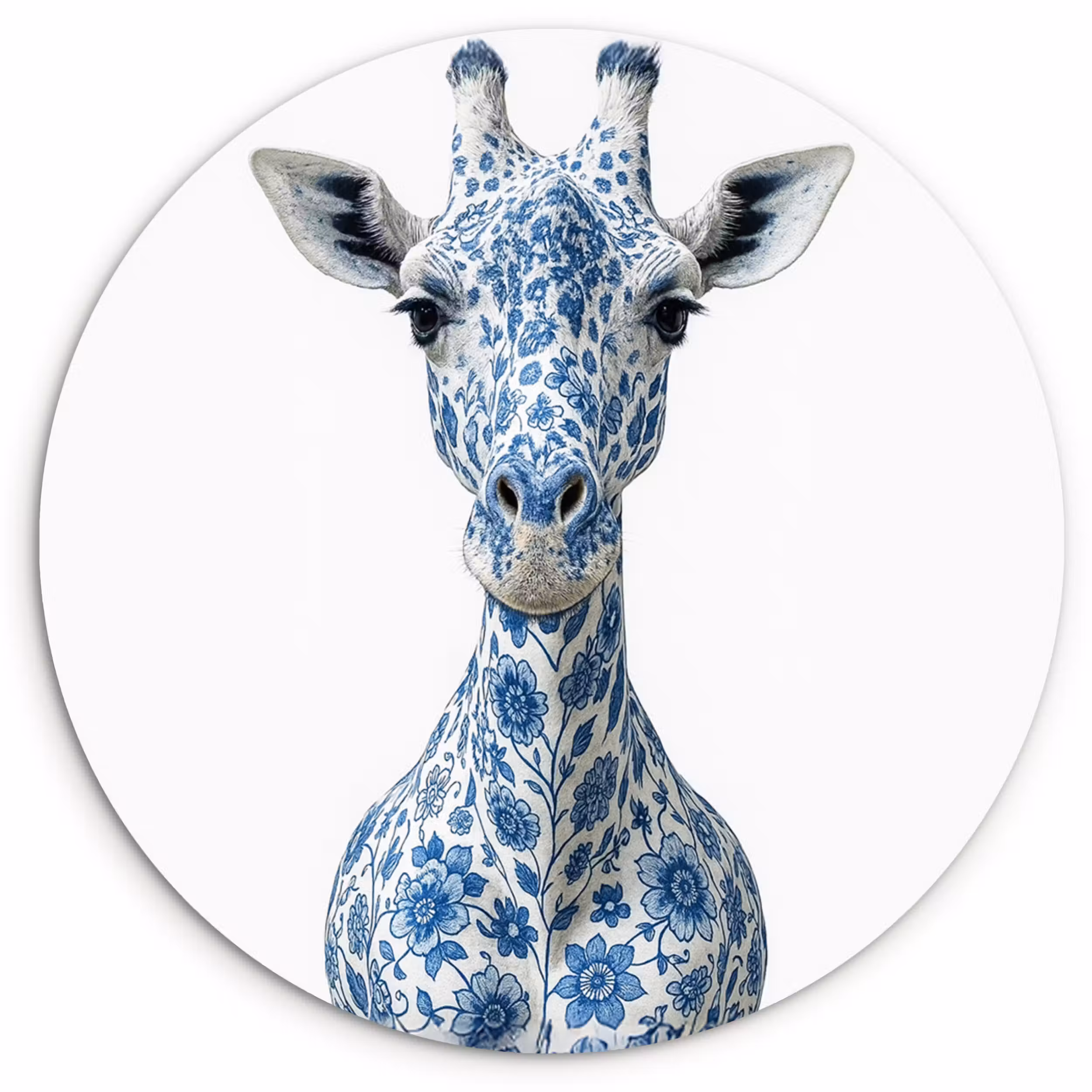 Muurcirkel - Giraffe - Delfts blauw - Dieren - Minimalistisch