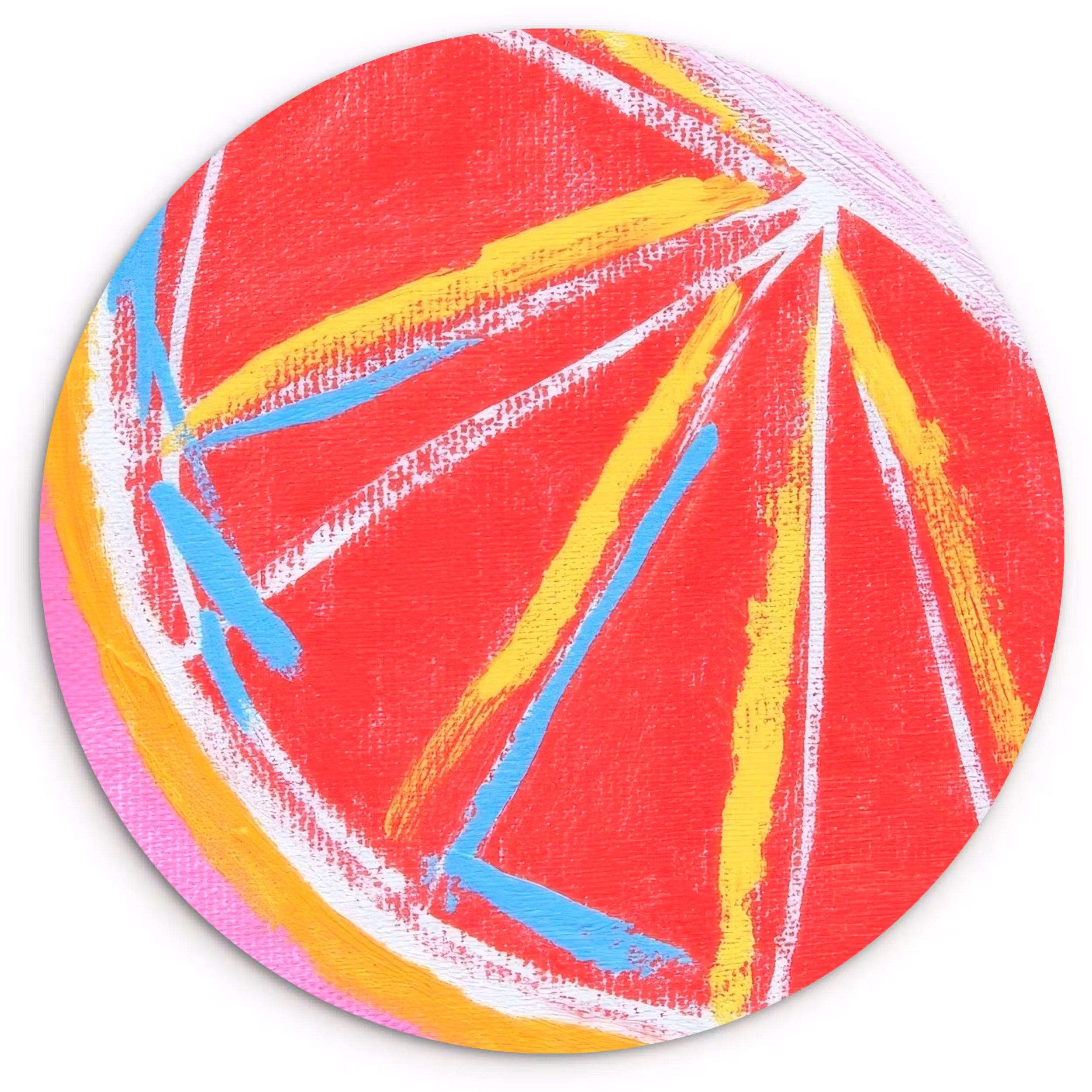Muurcirkel glas - Grapefruit - Geschilderd - Roze - Strepen