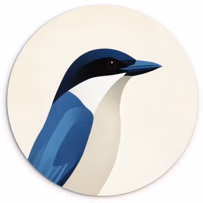 Muurcirkel glas - Illustratie - Blauw - Vogel