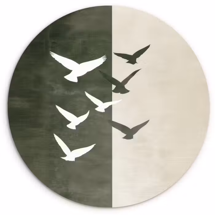 Muurcirkel glas - Japandi - Vogel - Groen