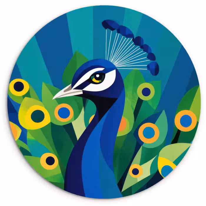 Muurcirkel glas - Pauw - Cirkels - Blauw
