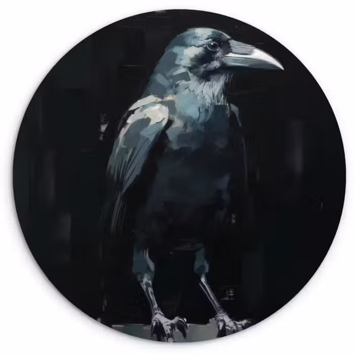Muurcirkel glas - Raaf - Vogels - Zwart