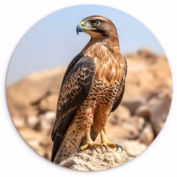 Muurcirkel glas - Valk - Vogel - Rots - Macht