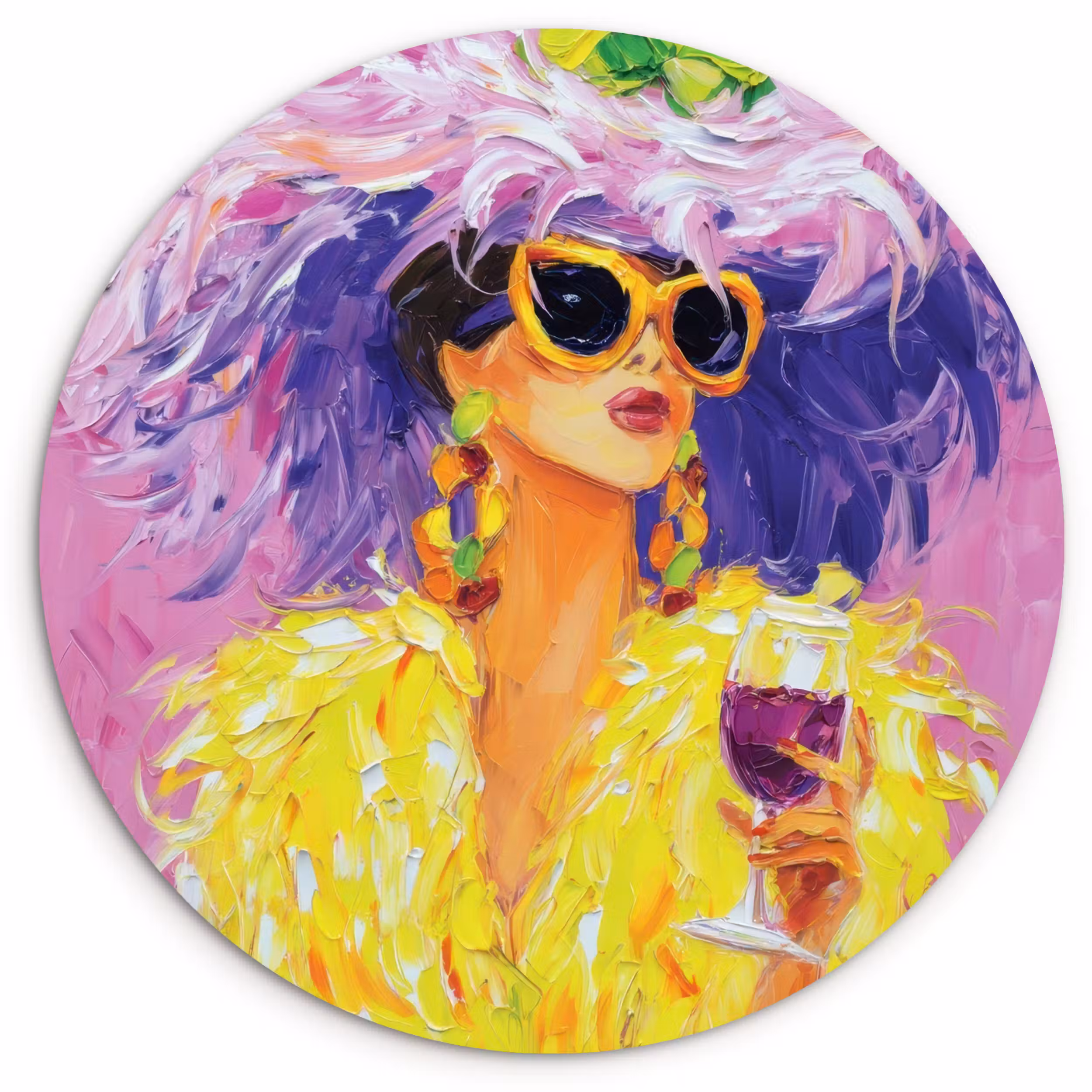Muurcirkel glas - Zonnebril - Vrouw - Jas - Veren