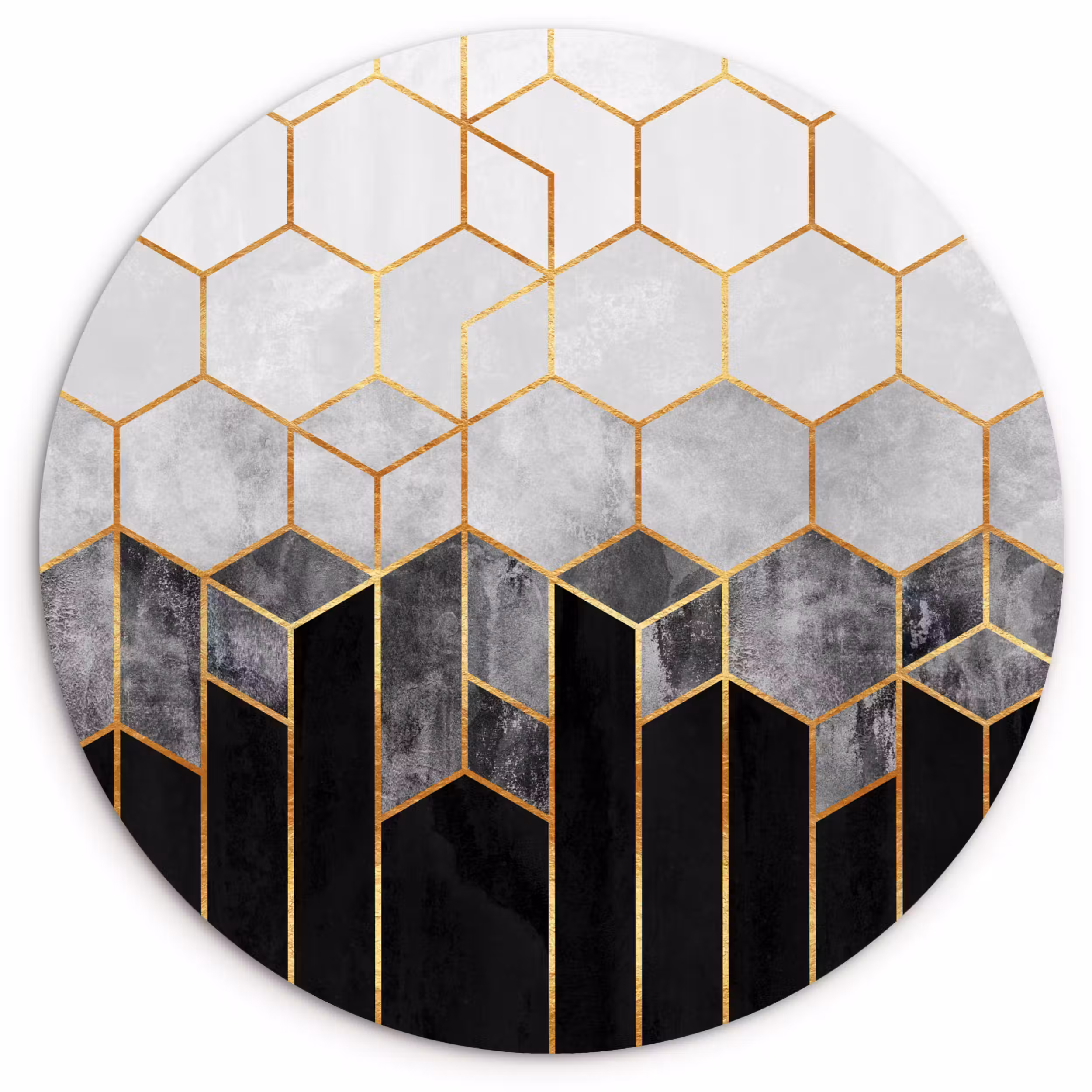 Muurcirkel - Goud - Hexagon - Chic - Patronen - Luxe