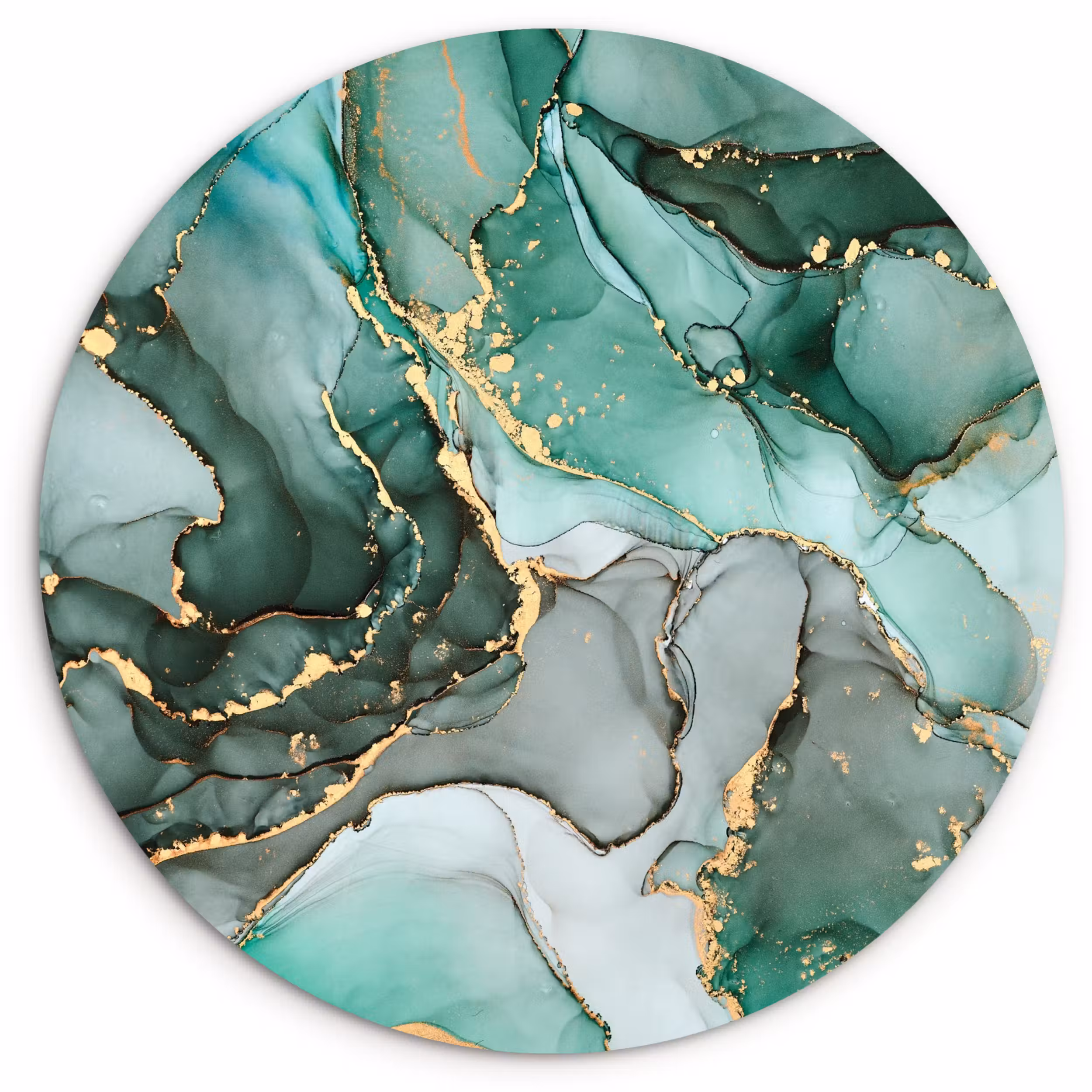 Muurcirkel - Goud - Marmer - Groen - Luxe - Marmerlook - Grijs