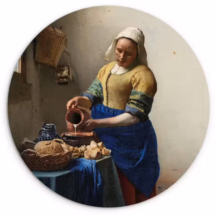 Muurcirkel - Het melkmeisje - Schilderij van Johannes Vermeer