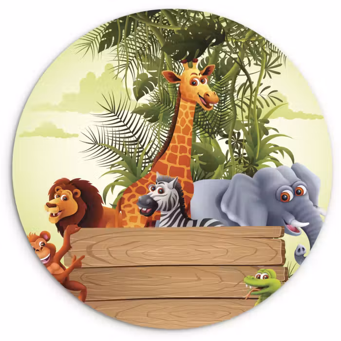 Muurcirkel - Jungle dieren - Natuur - Planken - Kinderen - Giraffe