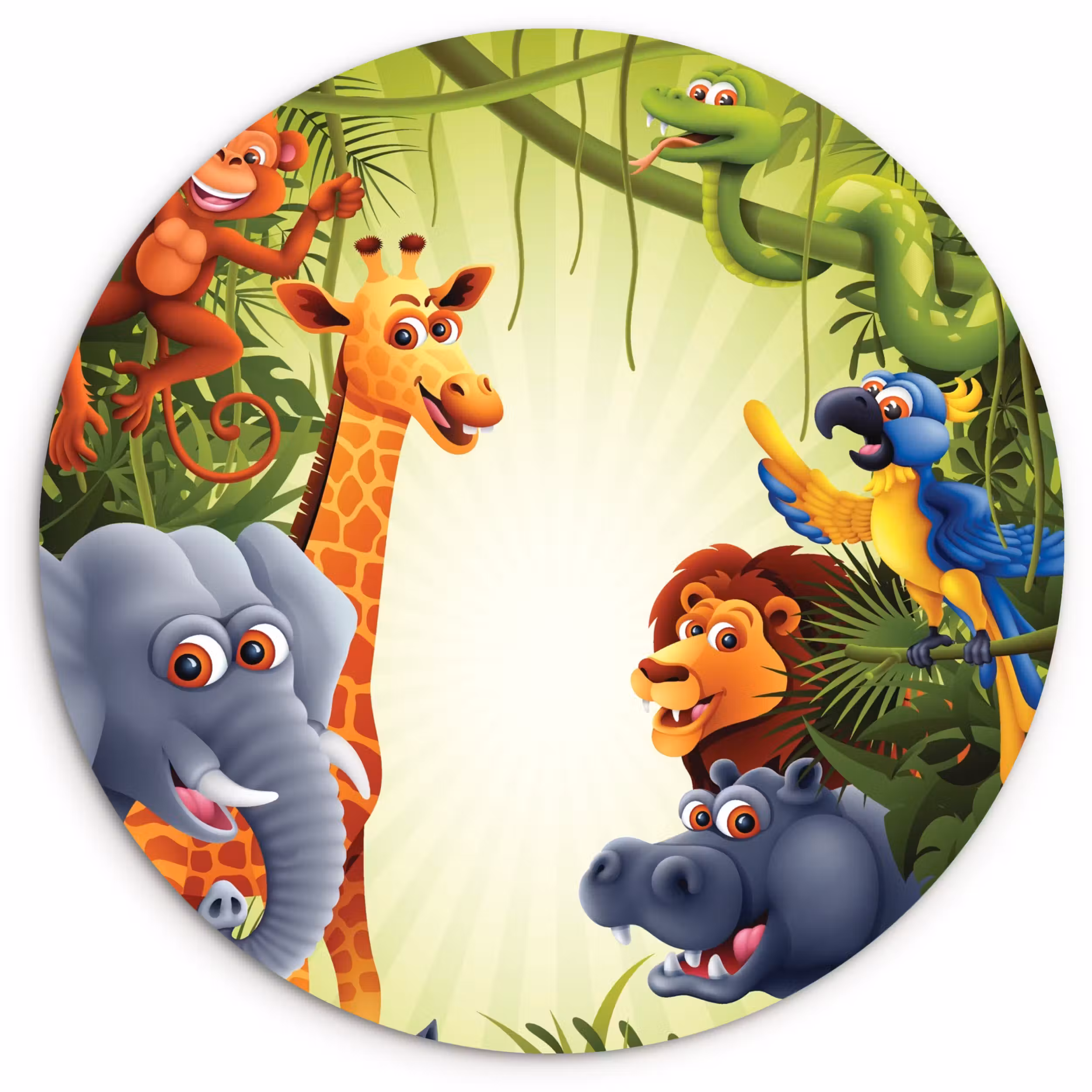 Muurcirkel - Jungle - Jongens - Meiden - Baby - Olifant - Leeuw - Giraf