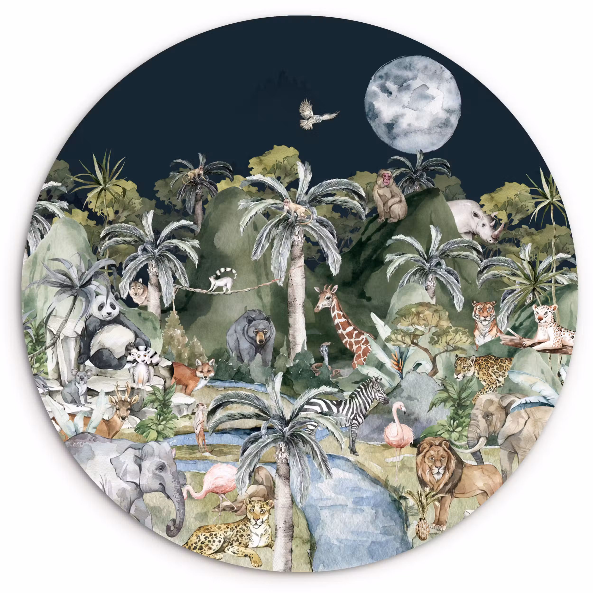 Muurcirkel - Kinderen - Jungle - Natuur - Dieren - Planten