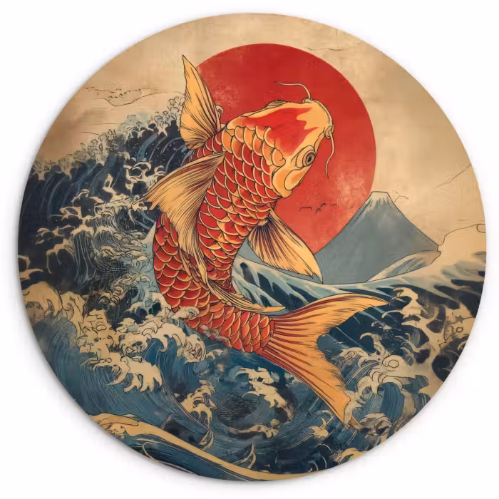 Muurcirkel - Koi - Zee - Golven - Zon