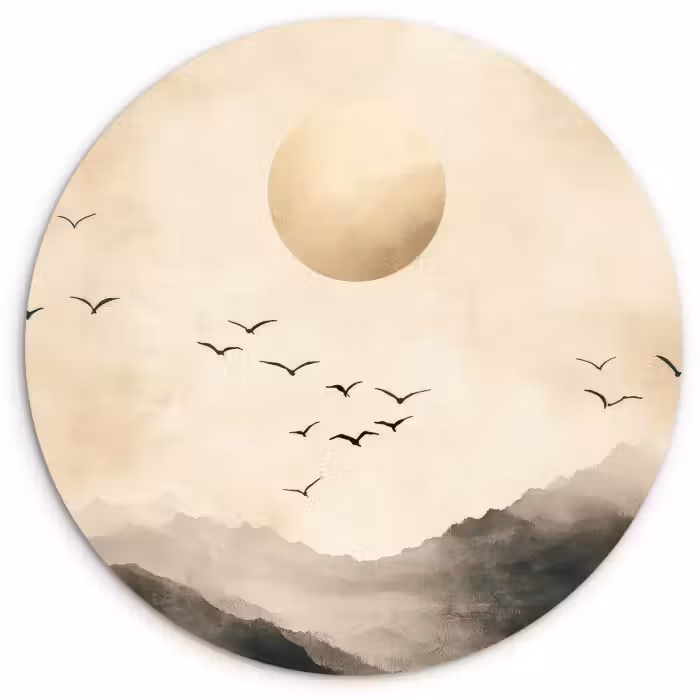 Muurcirkel - Landschap - Japandi - vogel