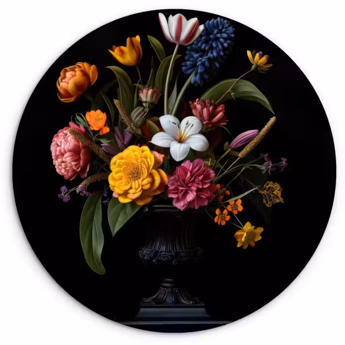 Muurcirkel - Lente - Bloemen - Klassiek - Vaas