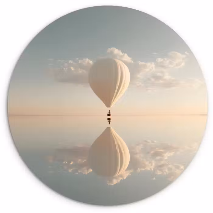 Muurcirkel - Luchtballon - Wolken - Water - Blauw