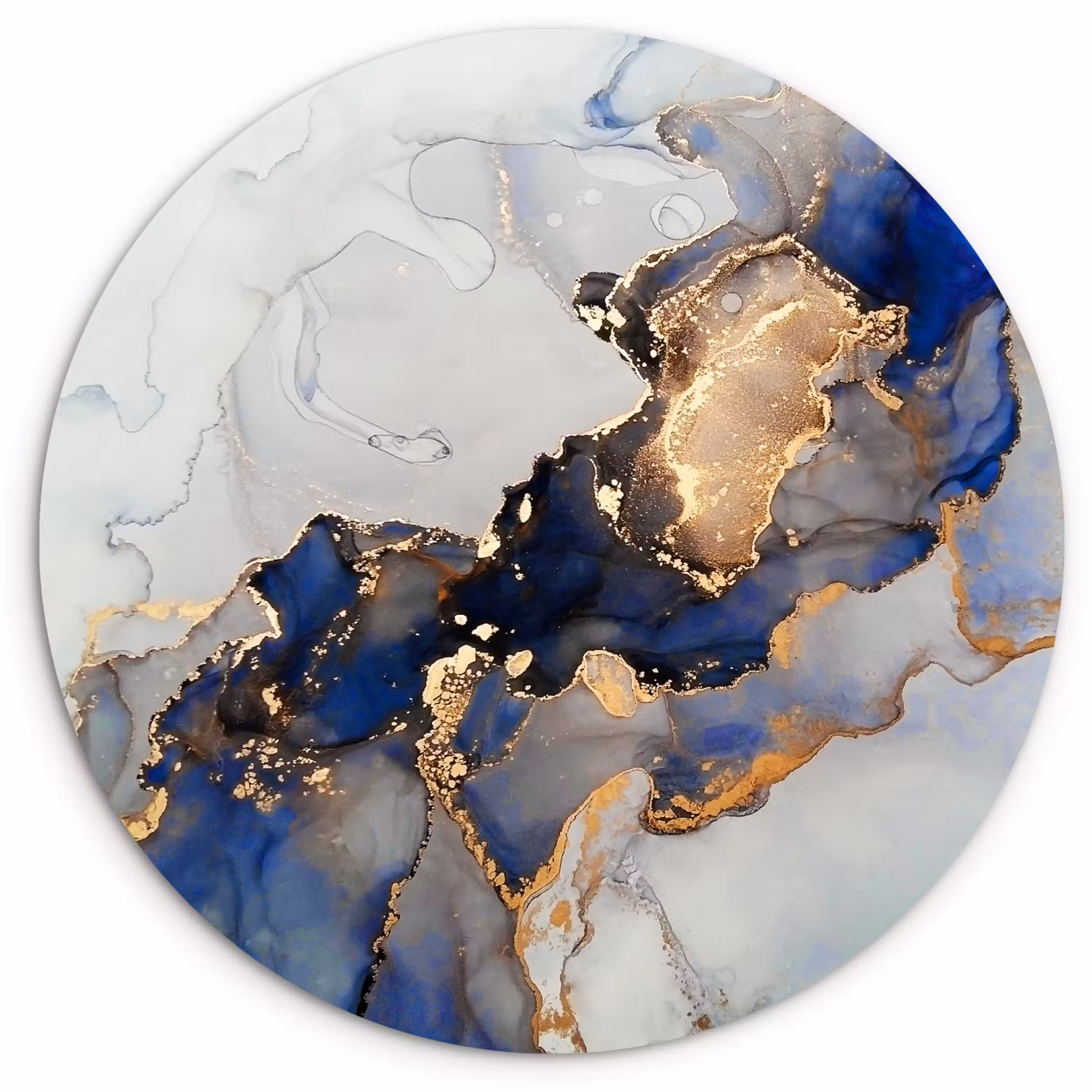 Muurcirkel - Marmer - Blauw - Goud