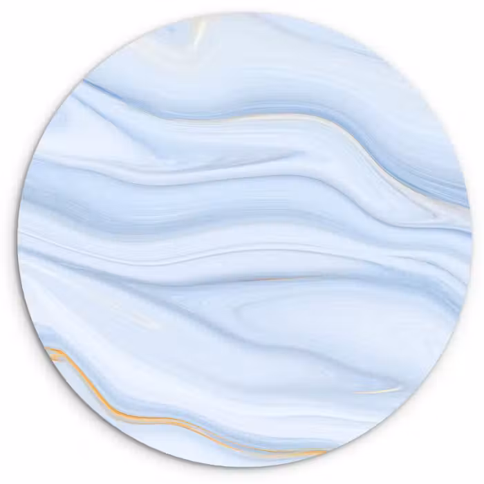 Muurcirkel - Marmer - Golf - Blauw - Patronen - Marmerlook - Pastel