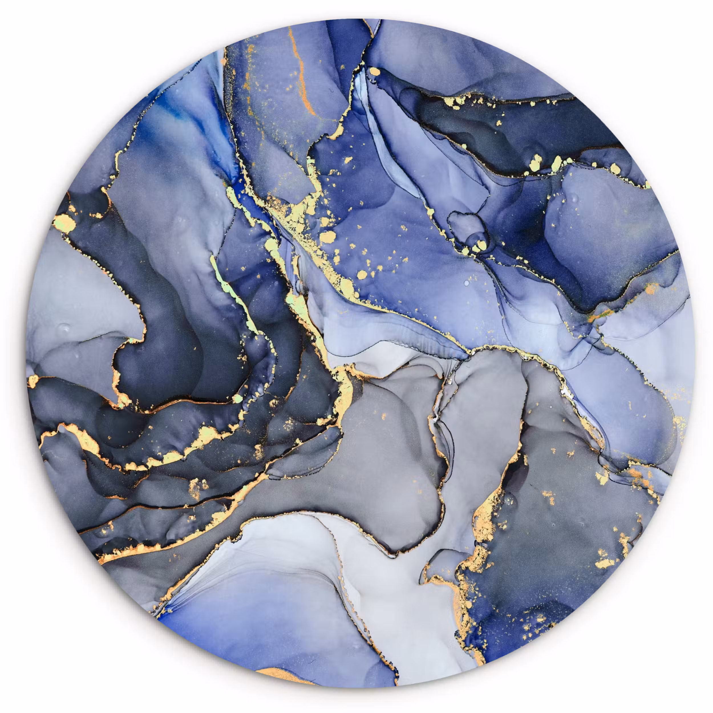Muurcirkel - Marmer - Goud - Abstract - Blauw