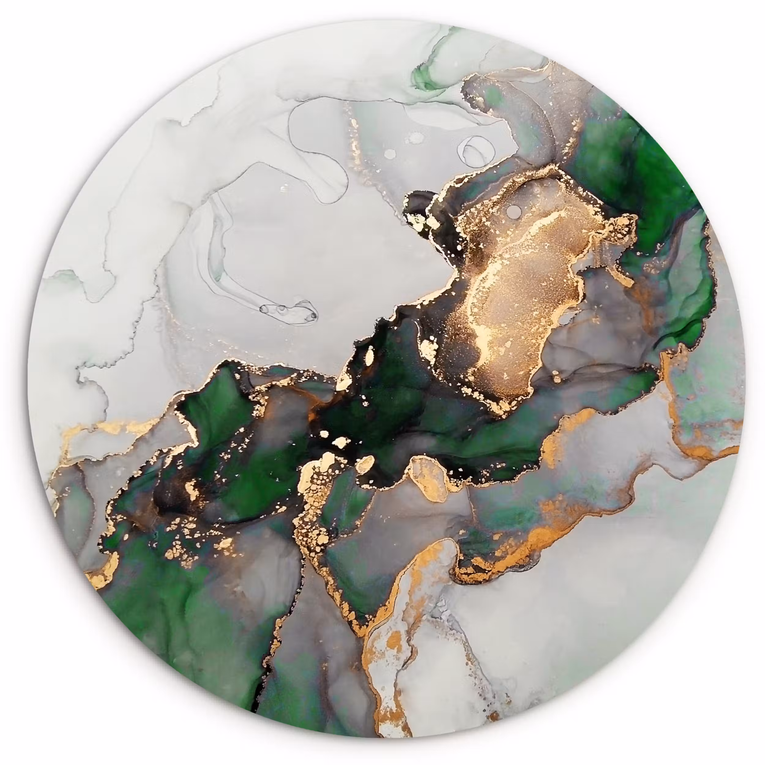 Muurcirkel - Marmer - Goud - Groen - Luxe