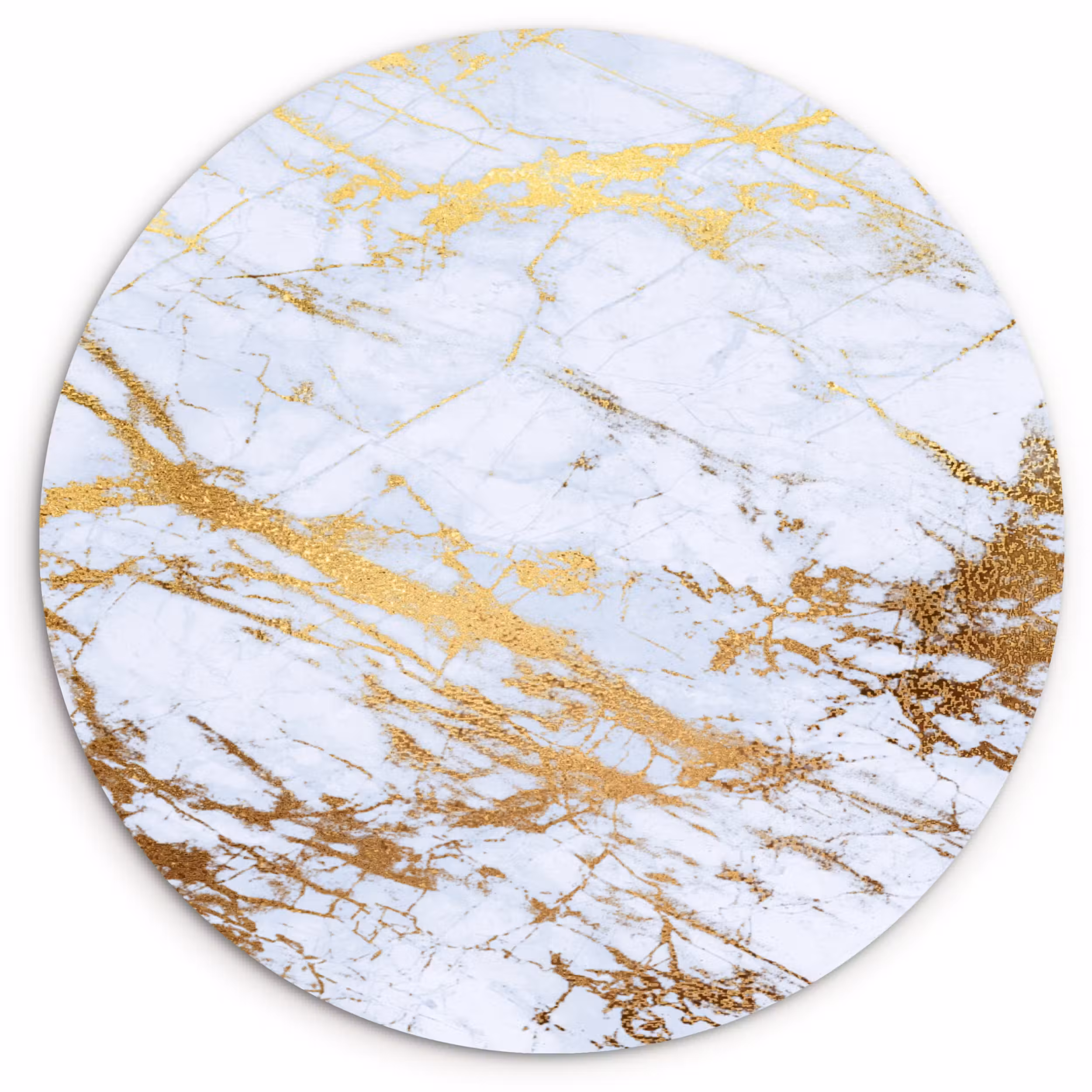 Muurcirkel - Marmer - Goud - Wit - Luxe - Marmerlook - Glitter