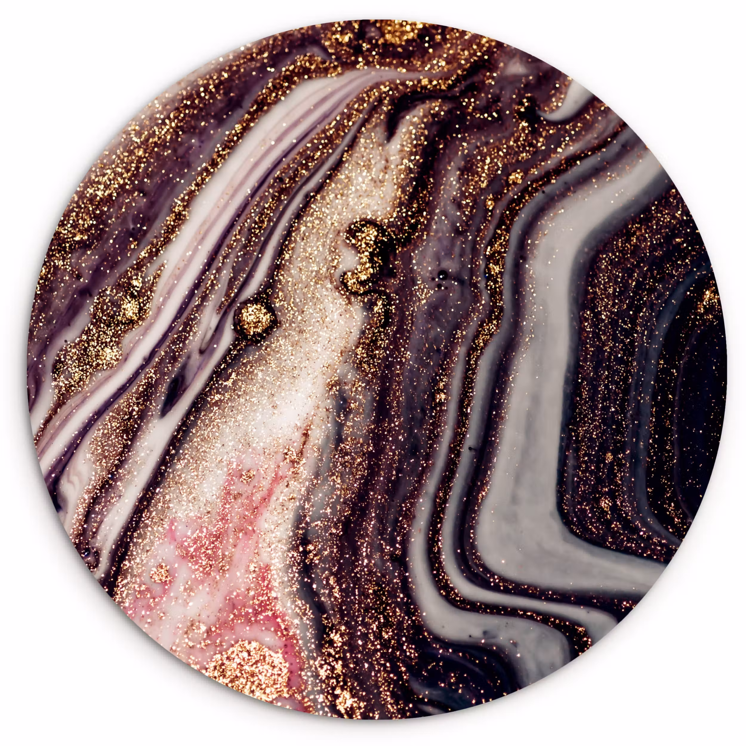 Muurcirkel - Marmer - Roze - Goud - Glitter - Marmerlook