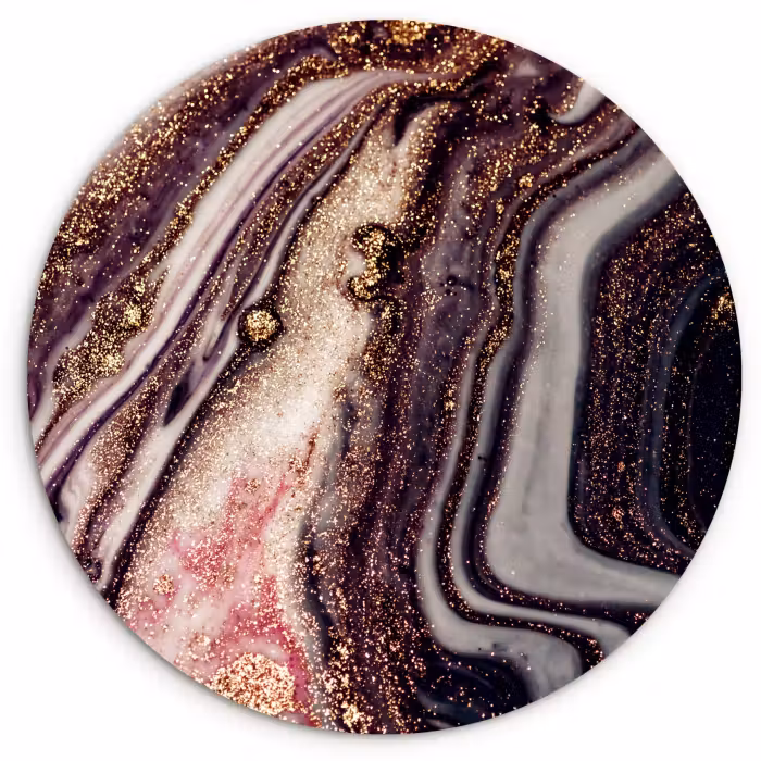 Muurcirkel - Marmer - Roze - Goud - Glitter - Marmerlook