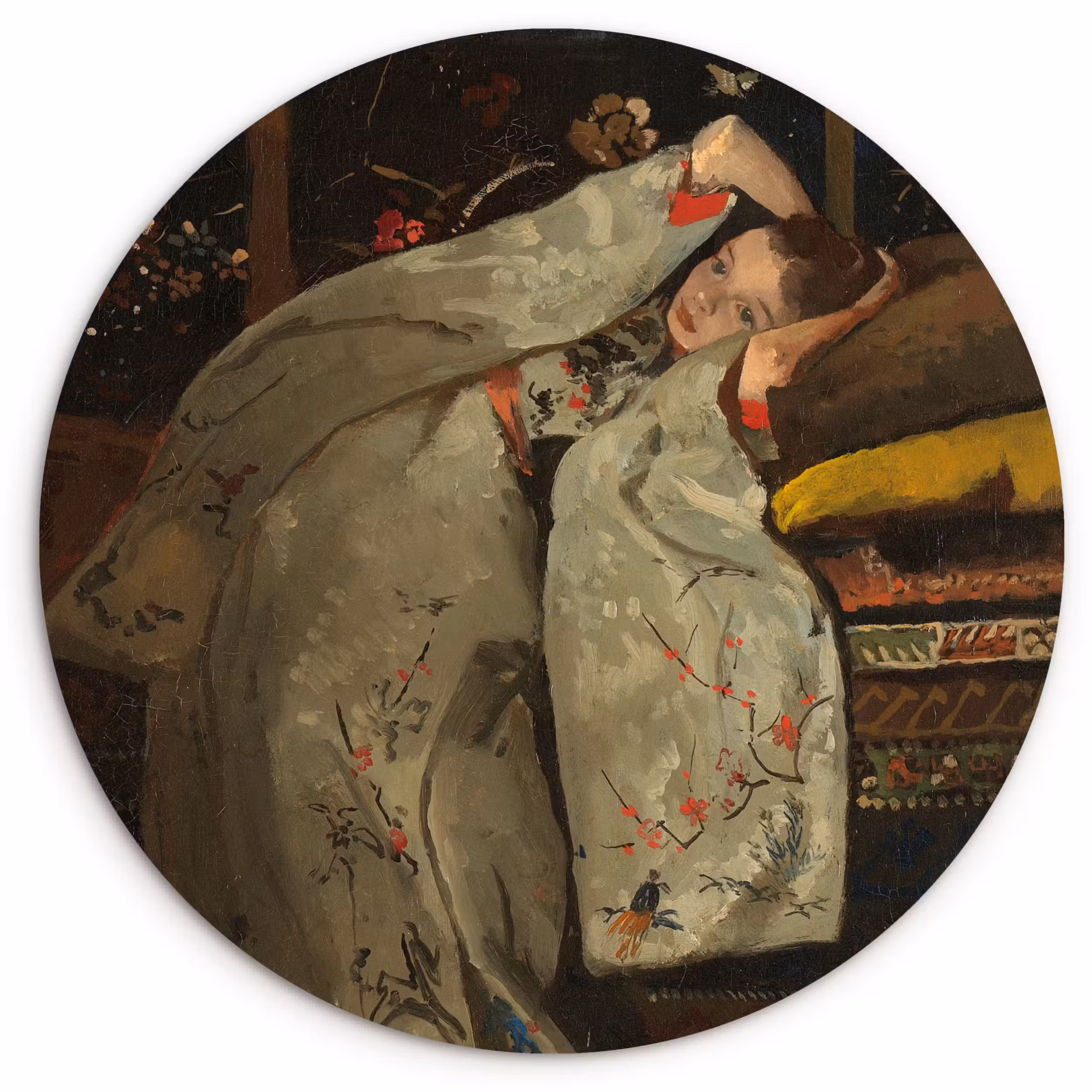 Muurcirkel - Meisje in witte kimono - Schilderij van George Hendrik Breitner