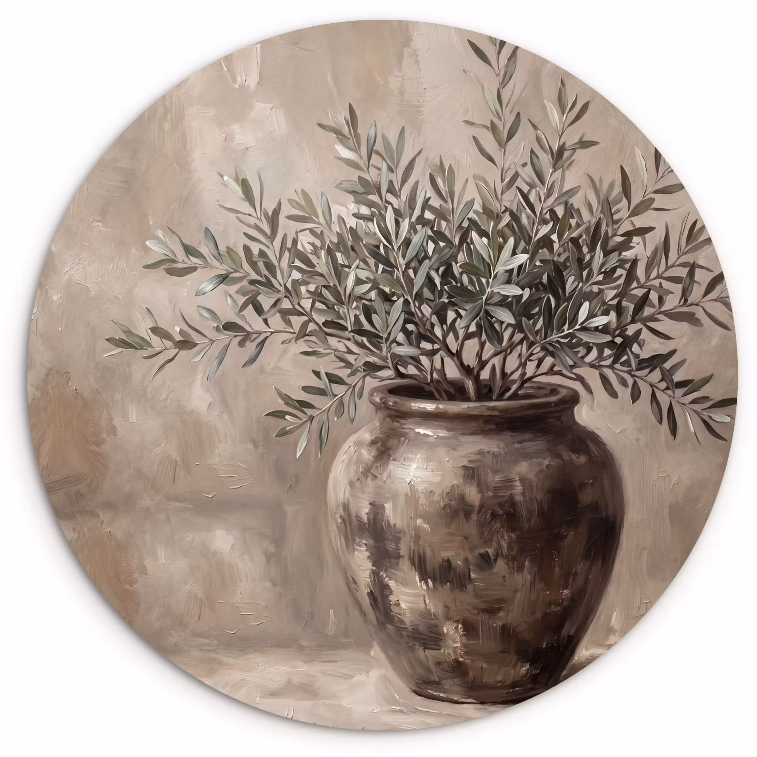 Muurcirkel - Olijfplant - Aardenpot - Abstract - Beige