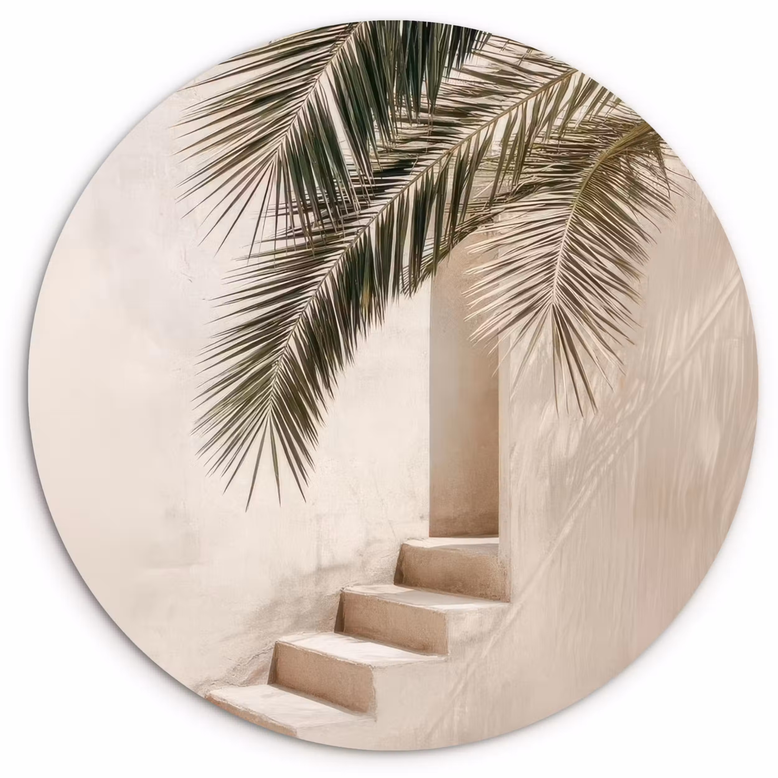 Muurcirkel - Palmboom - Schaduw - Trap - Beige