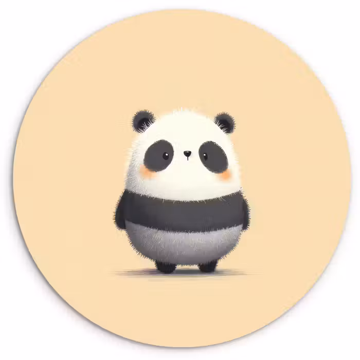 Muurcirkel - Panda - Beige - Minimalistisch
