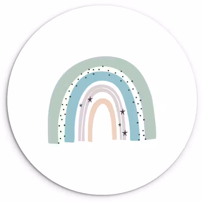 Muurcirkel - Regenboog - Kinderen - Sterren - Stippen - Pastel