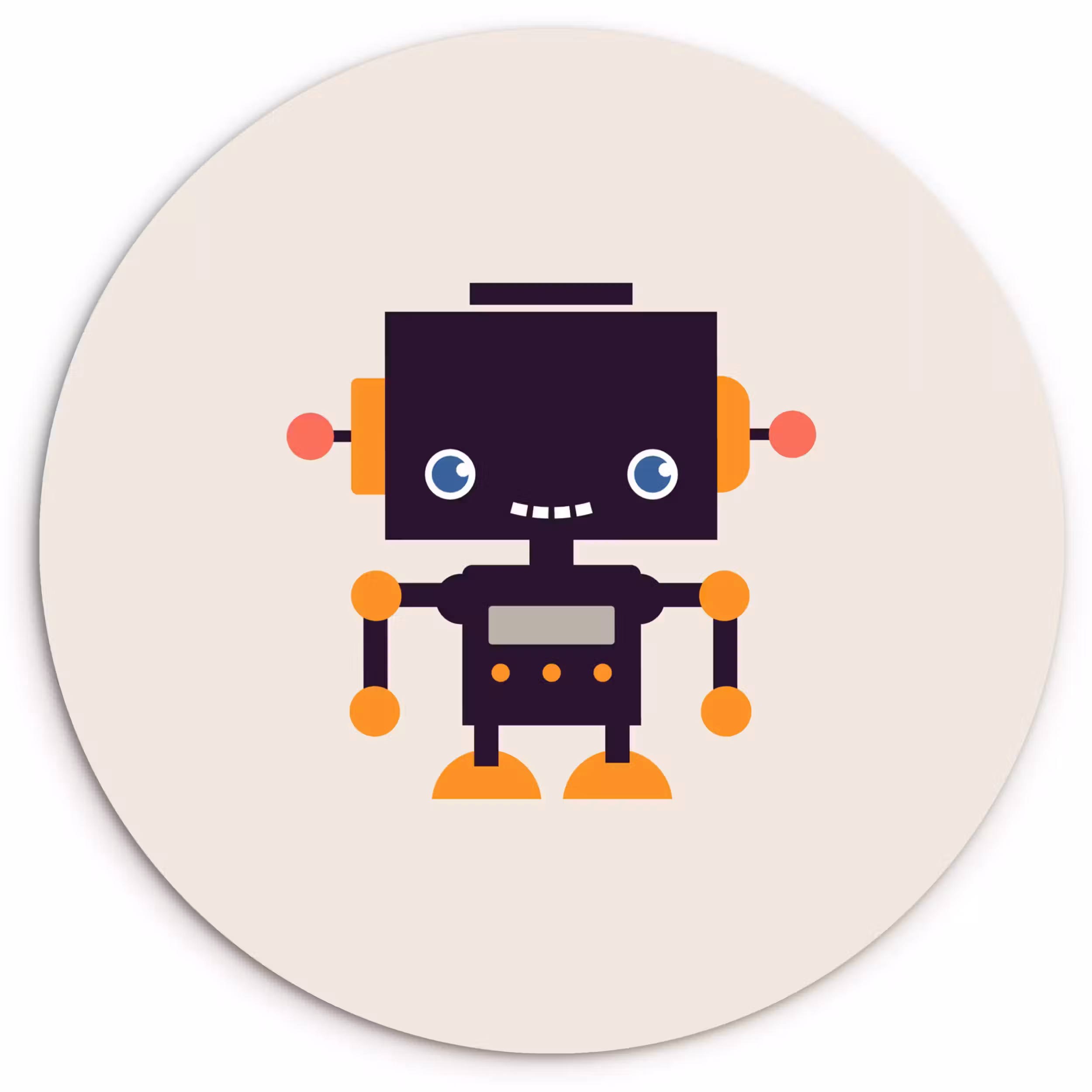 Muurcirkel - Robot - Antenne - Oranje - Beige - Kind - Kids