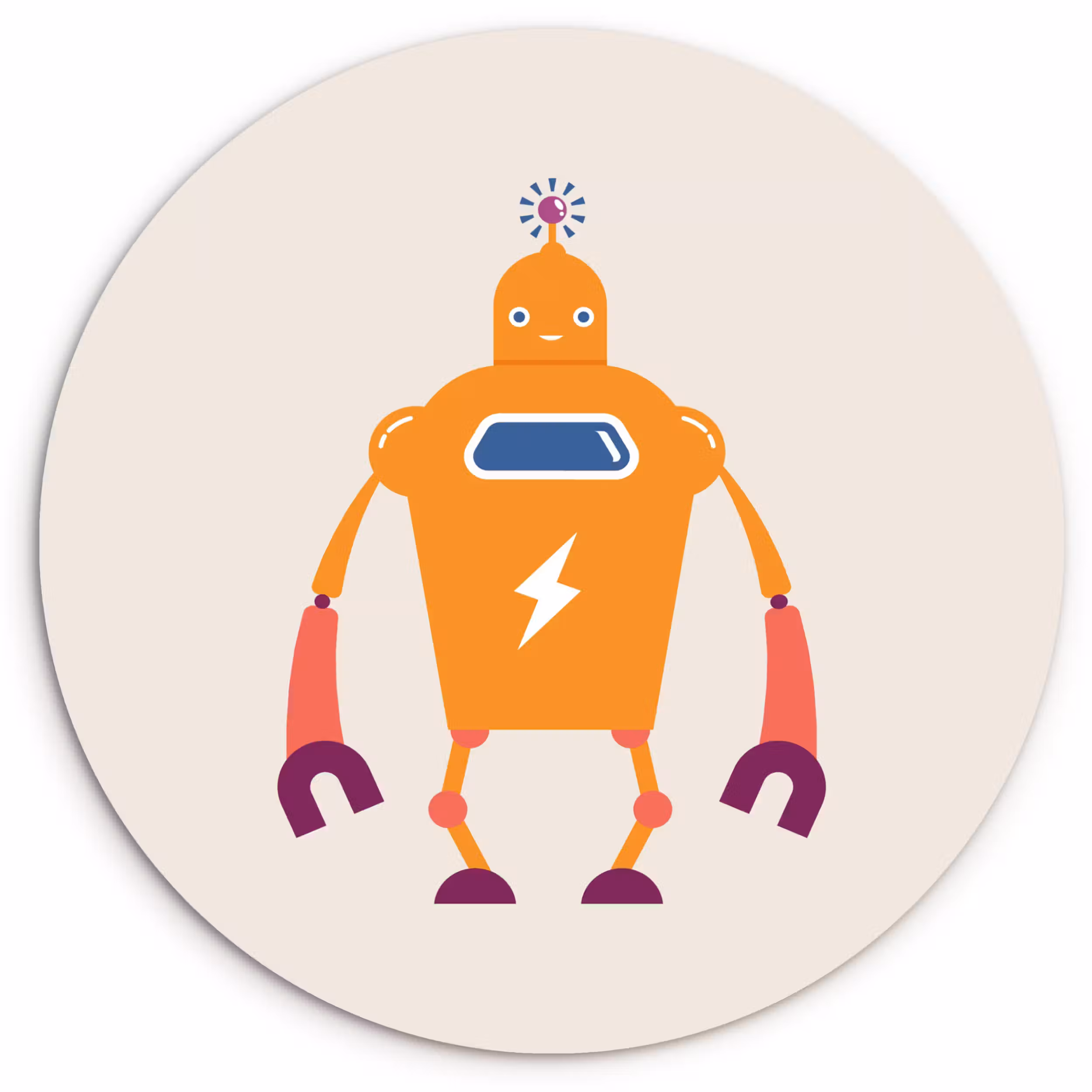 Muurcirkel - Robot - Antenne - Oranje - Bliksemschicht - Jongen - Kids
