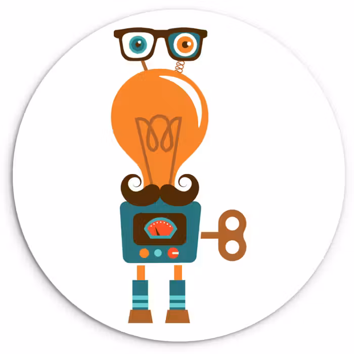 Muurcirkel - Robot - Bril - Gloeilamp - Snor - Kinderen - Jongens