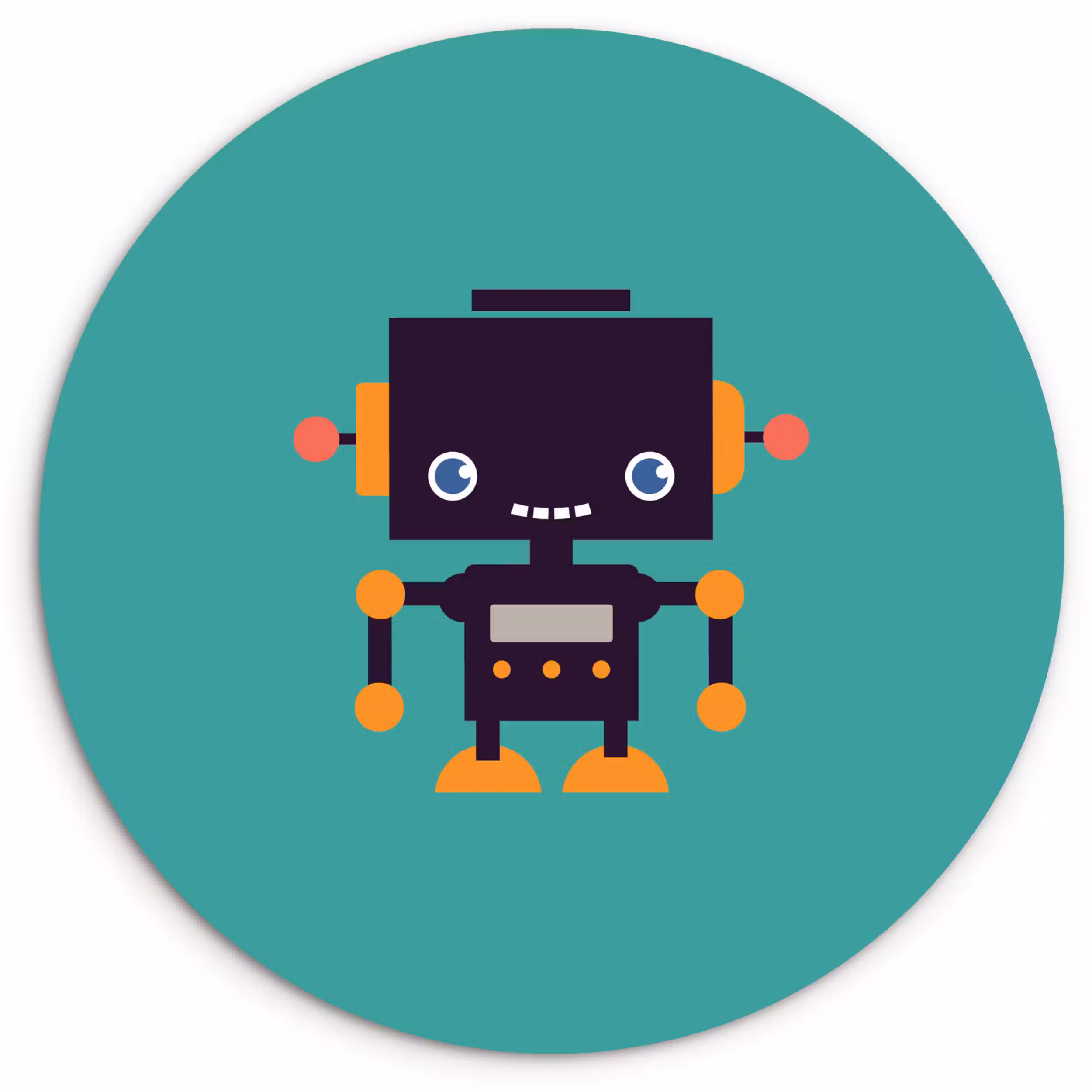 Muurcirkel - Robot - Gezicht - Antenne - Blauw - Jongens