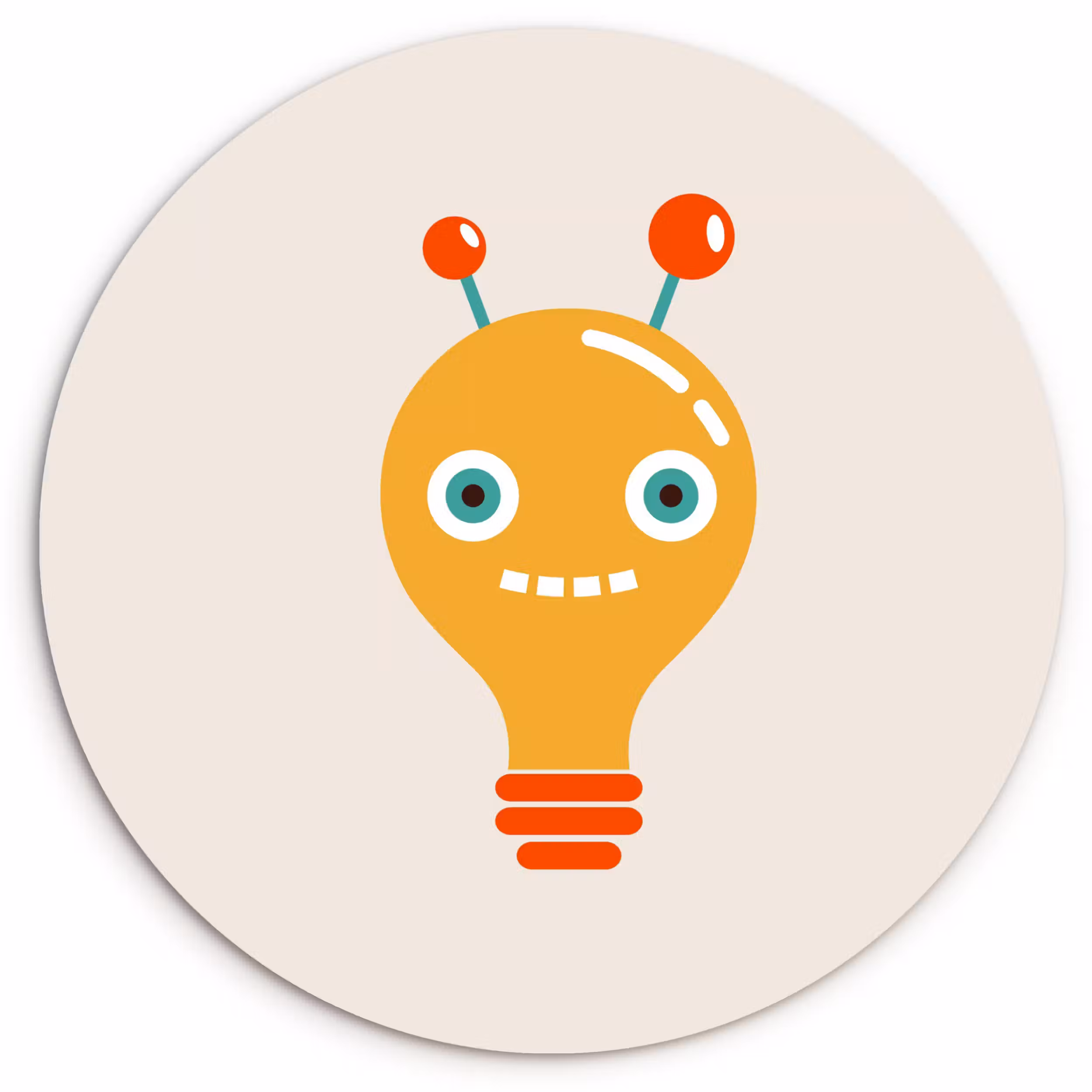 Muurcirkel - Robot - Gloeilamp - Gezicht - Antenne - Kinderen
