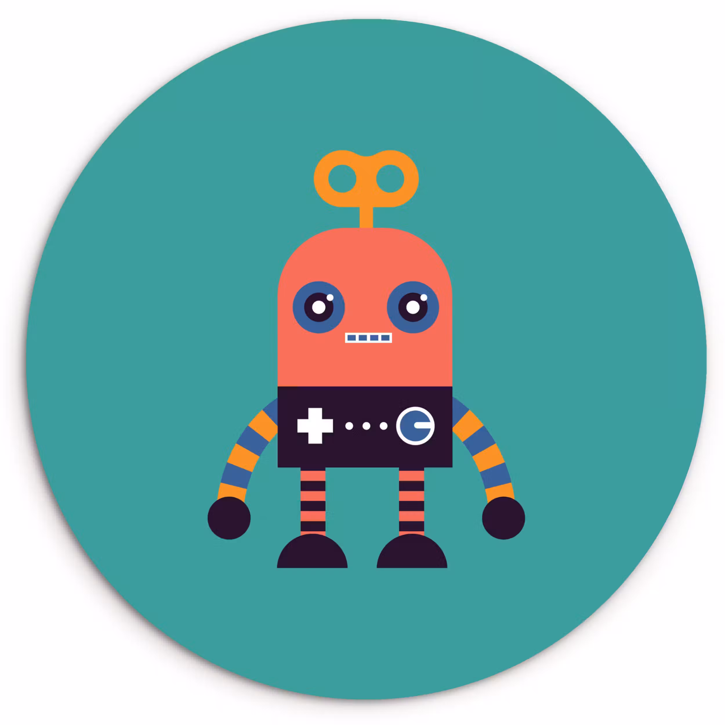 Muurcirkel - Robot - Speelgoed - Gezicht - Roze - Jongens - Kinderen