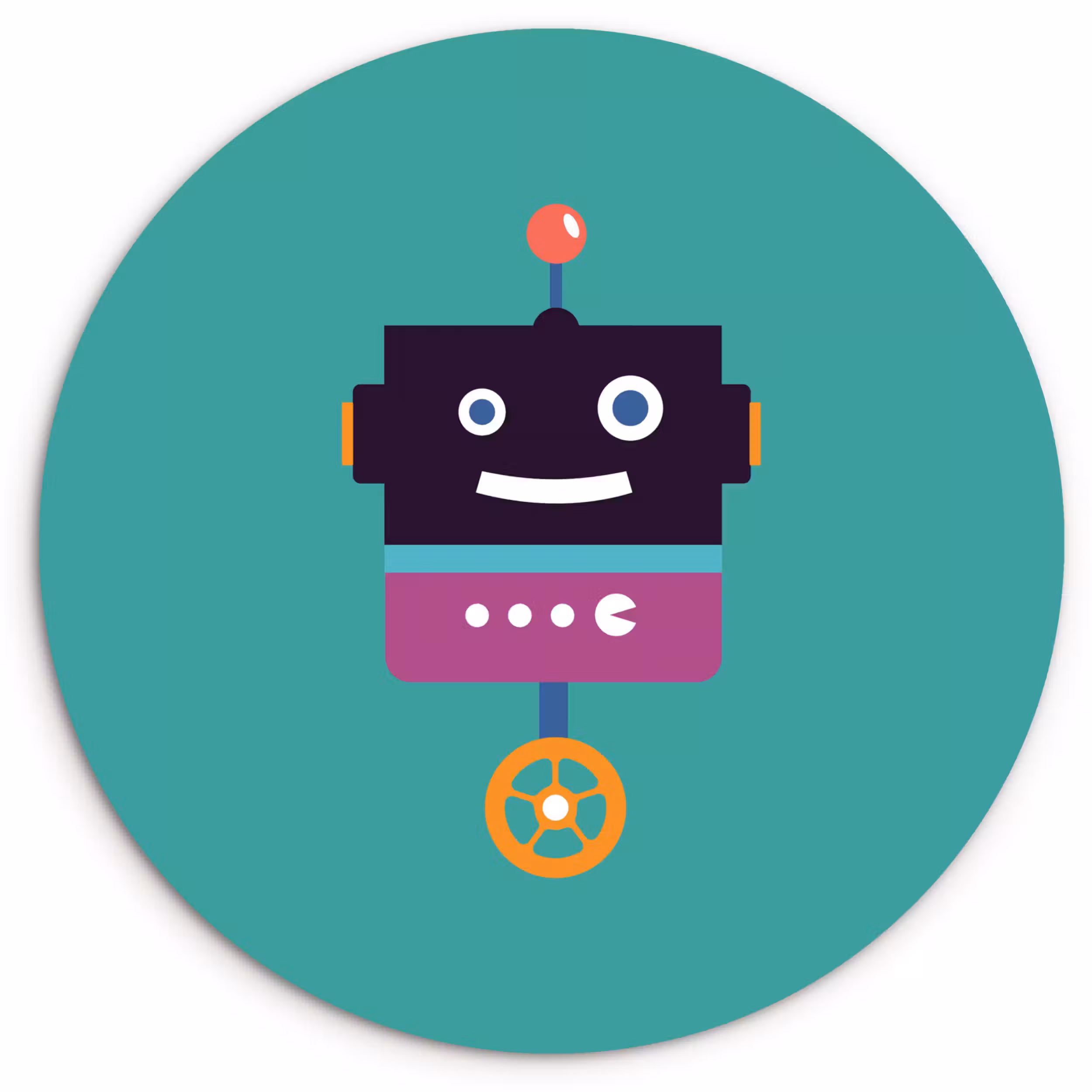 Muurcirkel - Robot - Wiel - Paars - Groen - Jongens - Kids