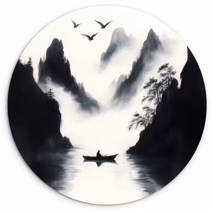Muurcirkel - Roeiboot - Mistig - Bergen - Vogels