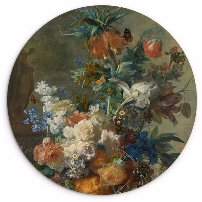 Muurcirkel - Stilleven met bloemen - Schilderij van Jan van Huysum
