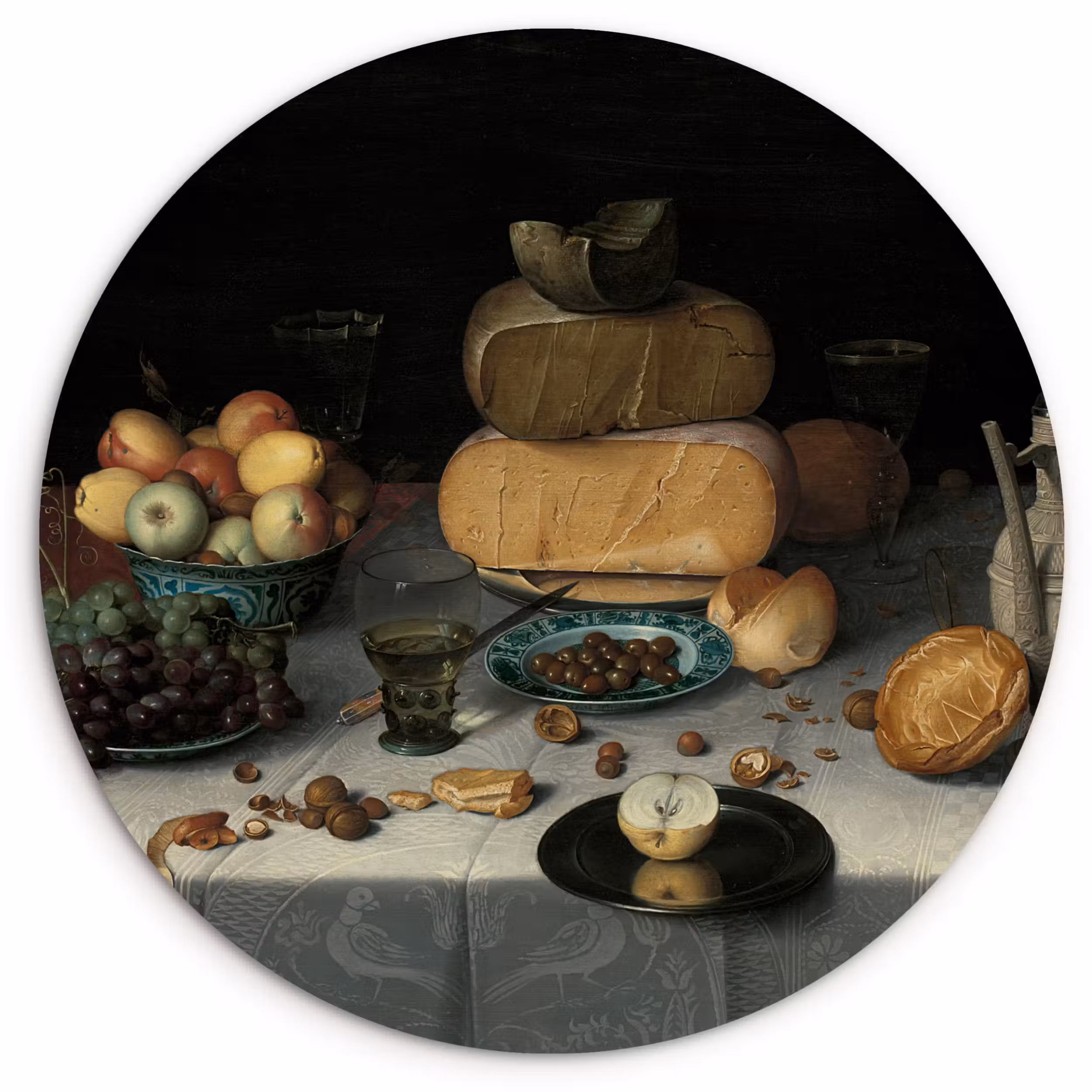 Muurcirkel - Stilleven met kazen - Schilderij van Floris Claesz. van Dijck